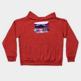 Retro Japan Red Japanese Shrine Temple Kids Hoodie